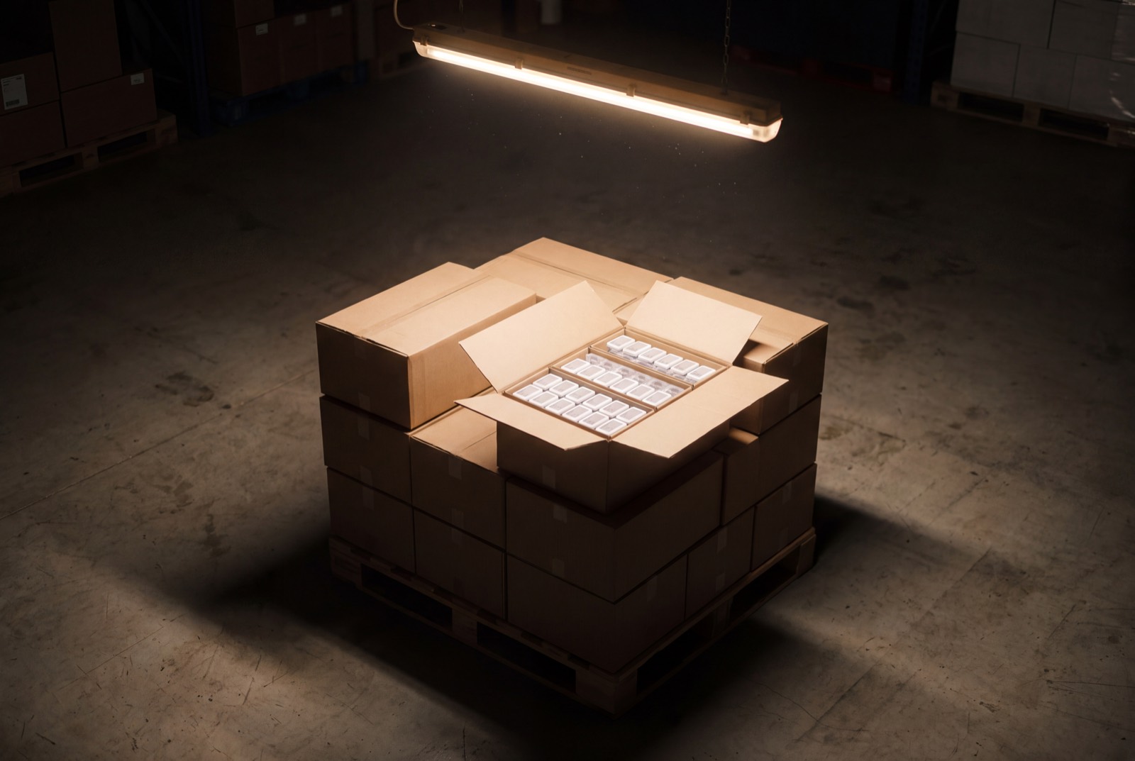 Materials staged on pallets ahead of installation.